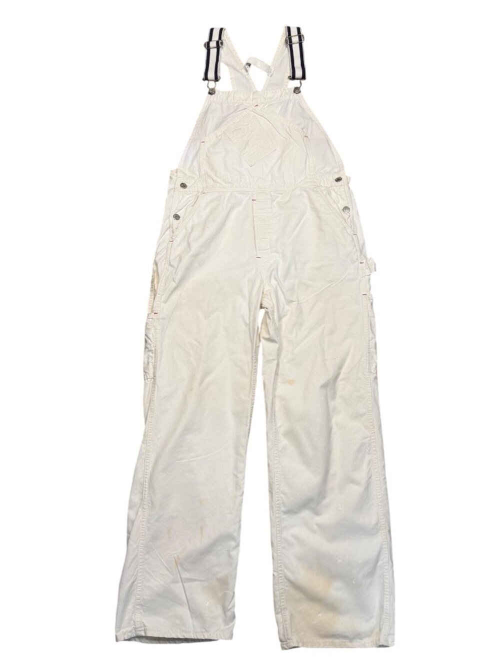 Vintage 60s 70s Madewell White Painters Bib Overalls New Bedford MA Advertising